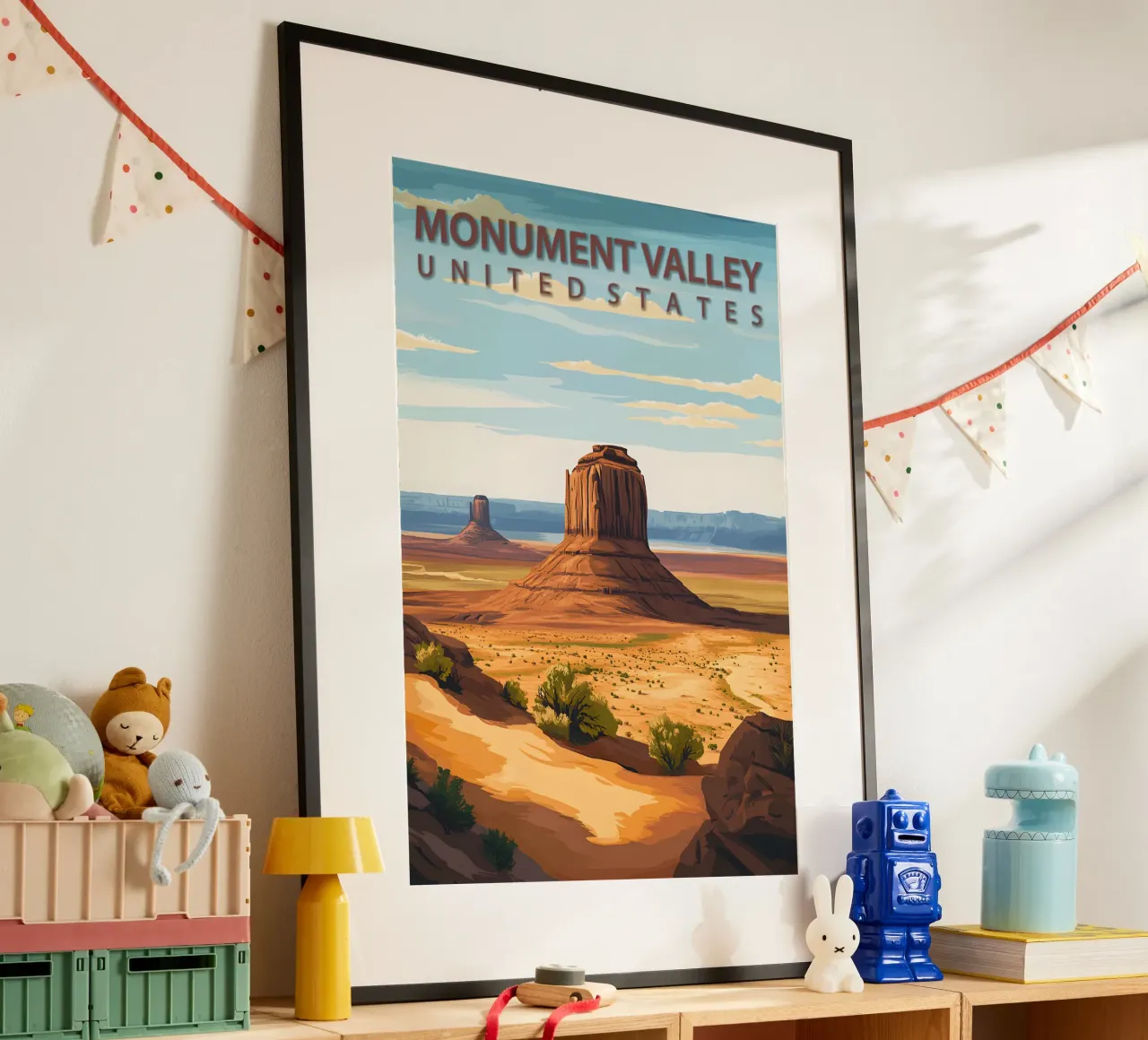Monument Valley, Stati Uniti poster con telaio in alluminio da Wanderlust Vibes