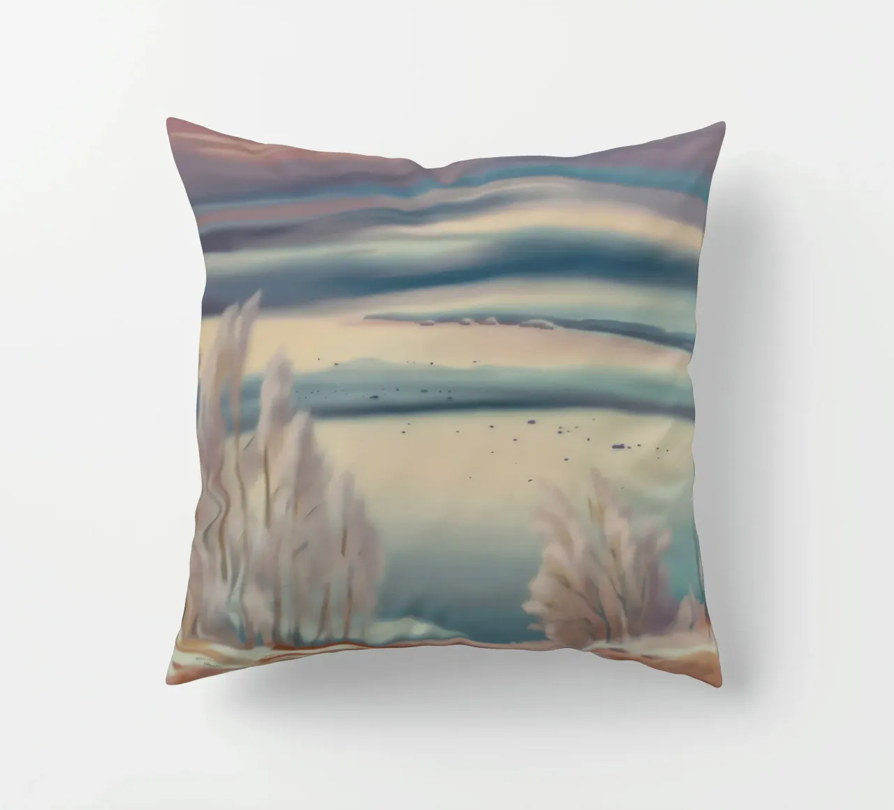Pace in riva al mare pastello cuscino da Obisidian Brush