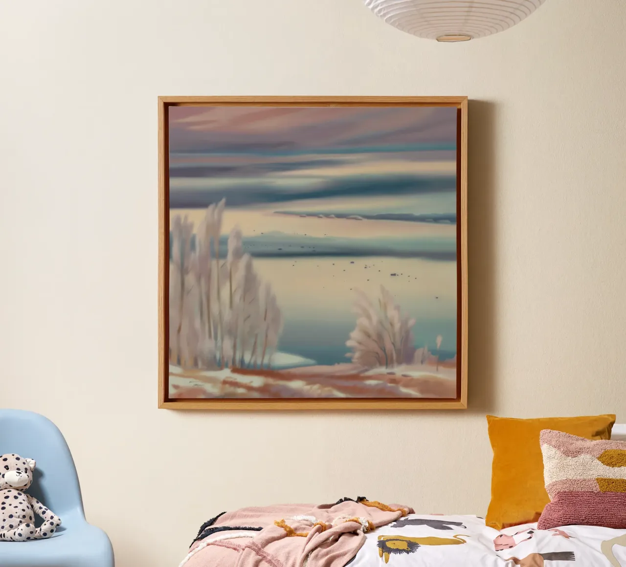 Pace in riva al mare pastello tela con Cornice a cassetta da Obisidian Brush