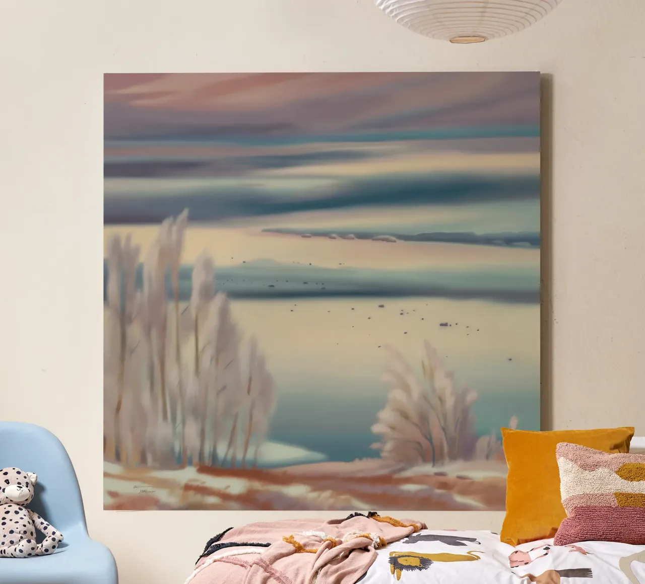 Pace in riva al mare pastello tela con Cornice a cassetta da Obisidian Brush