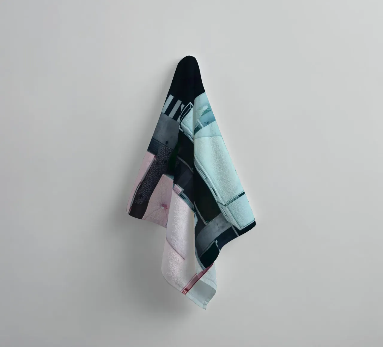 Unique aerial view of pastel-colored buildings with trees towel by DesignDoodle