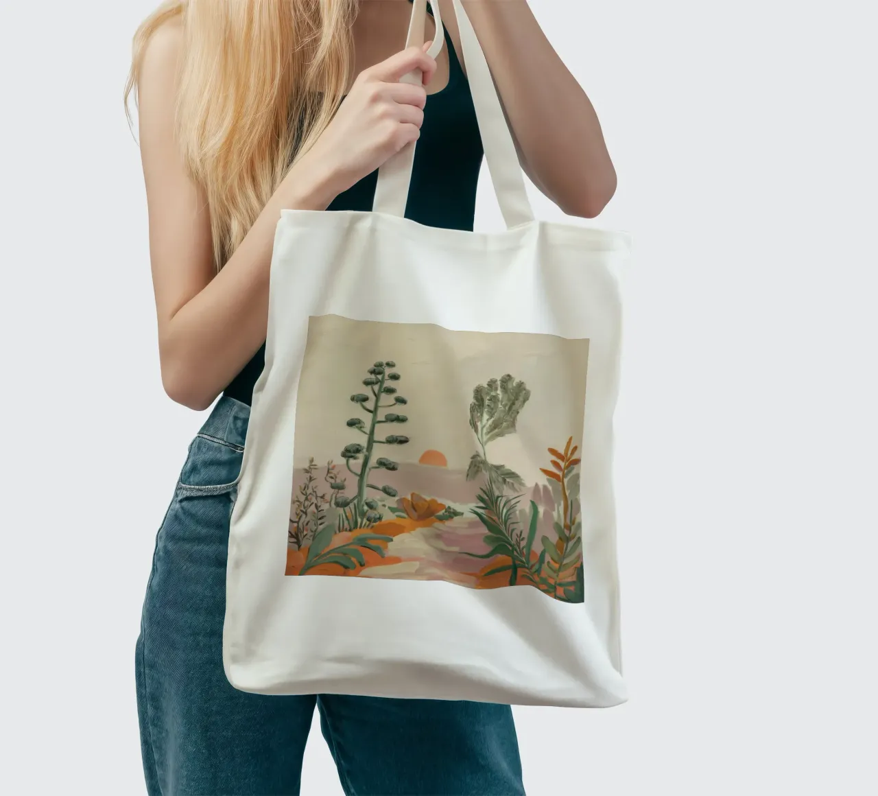 Sentiero botanico del tramonto borsa in juta da Obisidian Brush