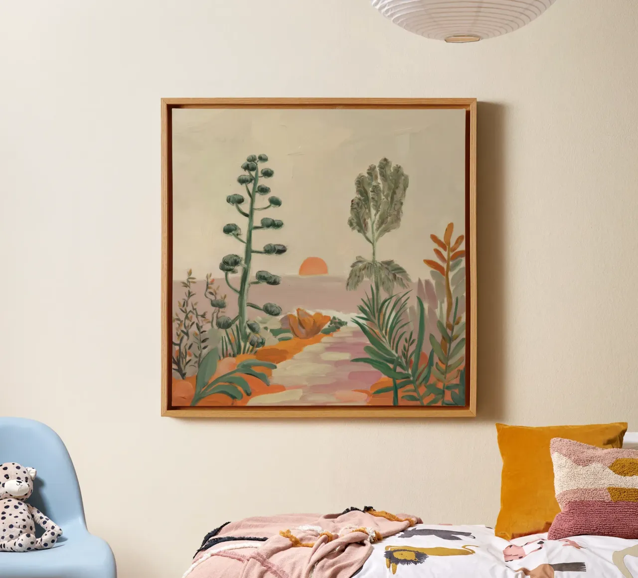 Sunset Botanical Trail canvas with Floater frame by Obisidian Brush