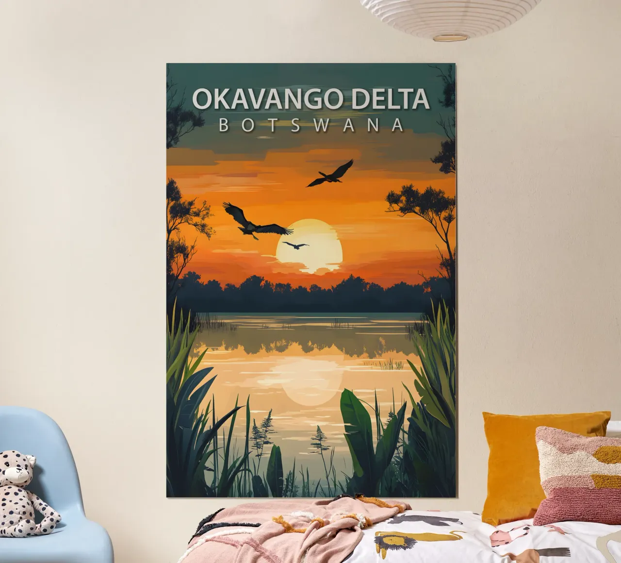 Delta dell'Okavango, Botswana poster con telaio in legno da Wanderlust Vibes