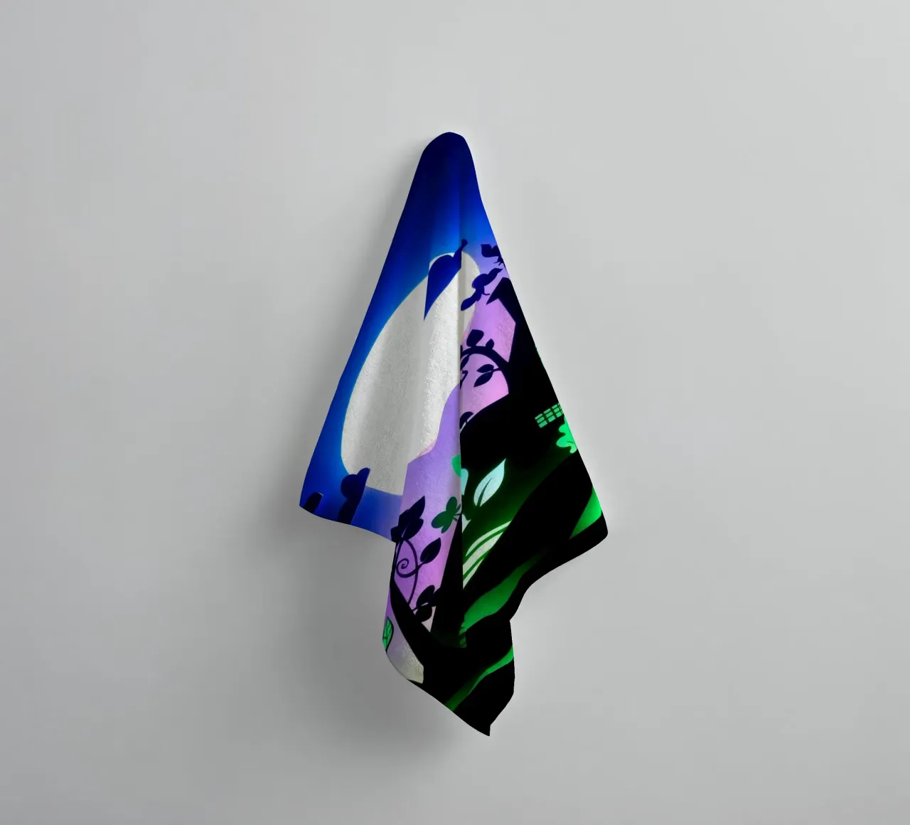 Art créatif en papier découpé représentant un paysage vibrant serviette de bain de DesignDoodle