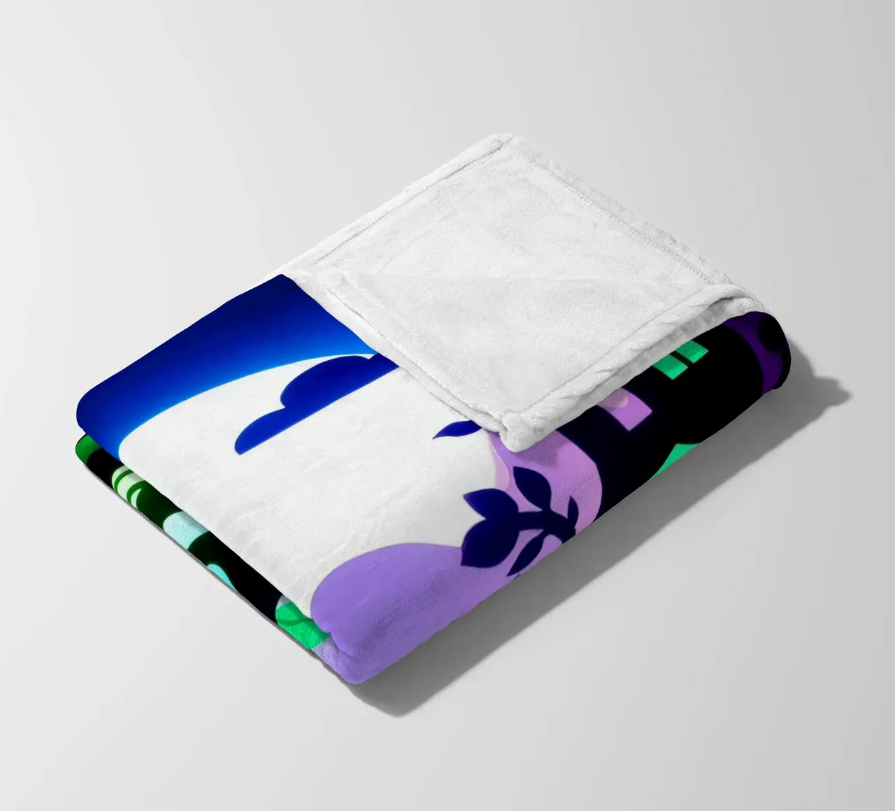Creative paper cut art depicting a vibrant landscape fleece blanket by DesignDoodle