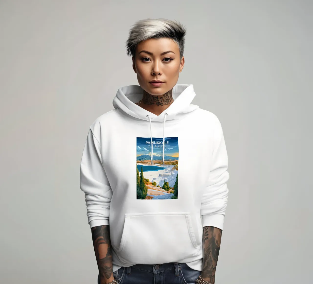 Pamukkale, Turchia felpa con cappuccio da Wanderlust Vibes
