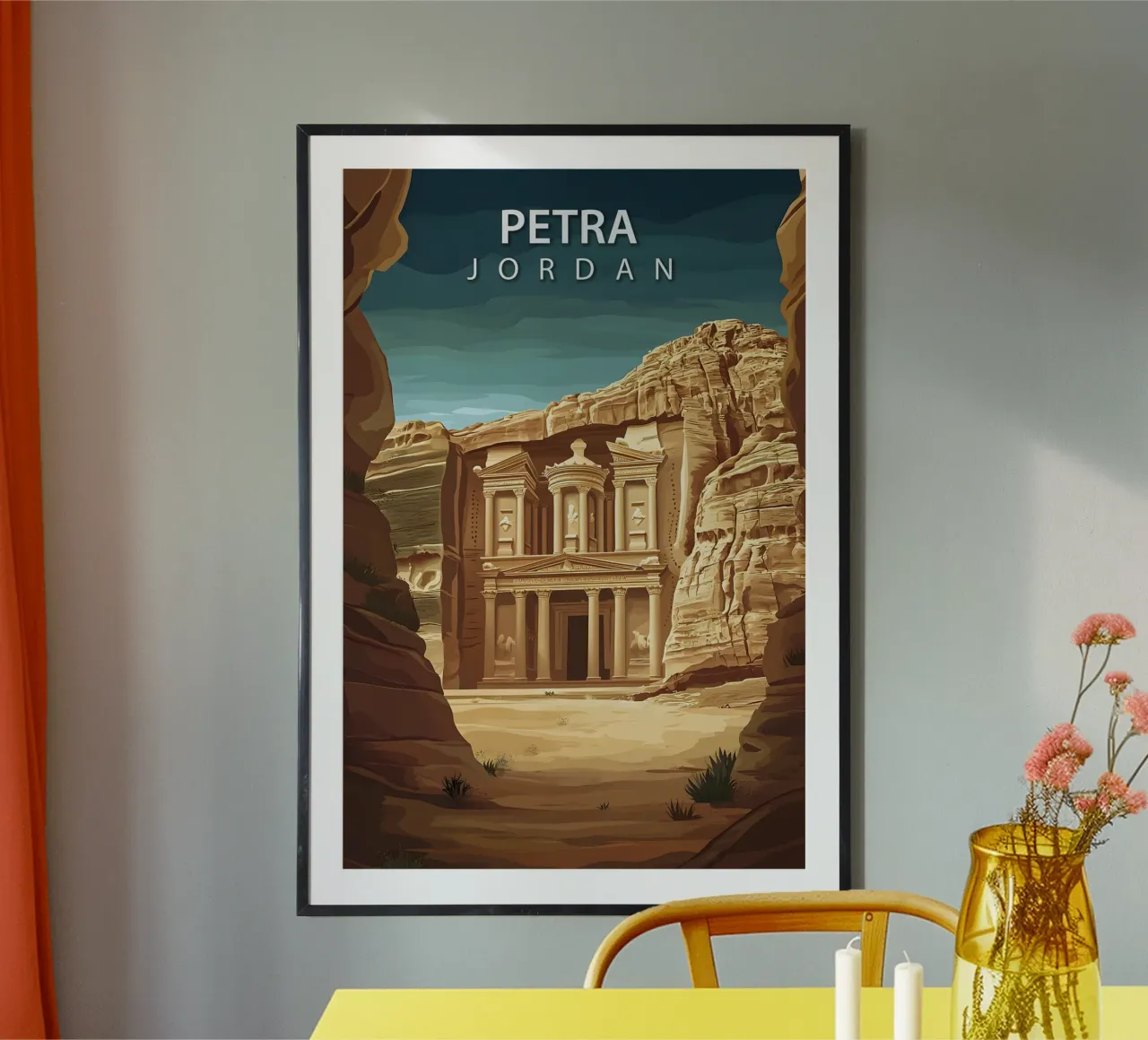 Petra, Giordania poster con telaio in plastica da Wanderlust Vibes