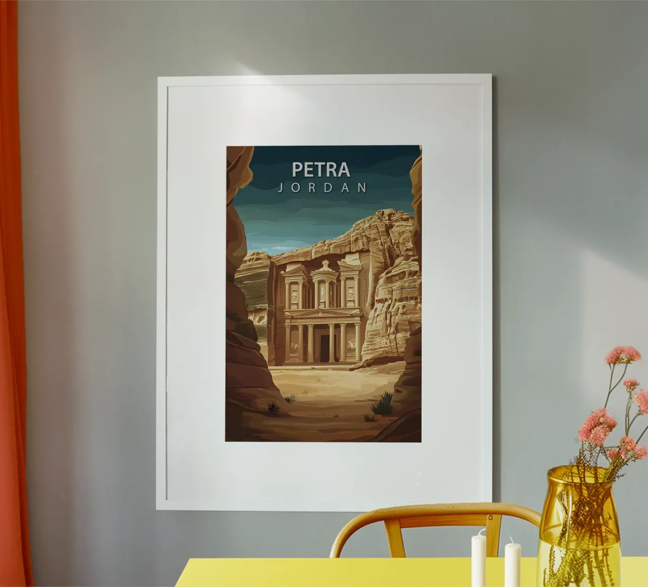 Petra, Giordania poster con telaio in plastica da Wanderlust Vibes