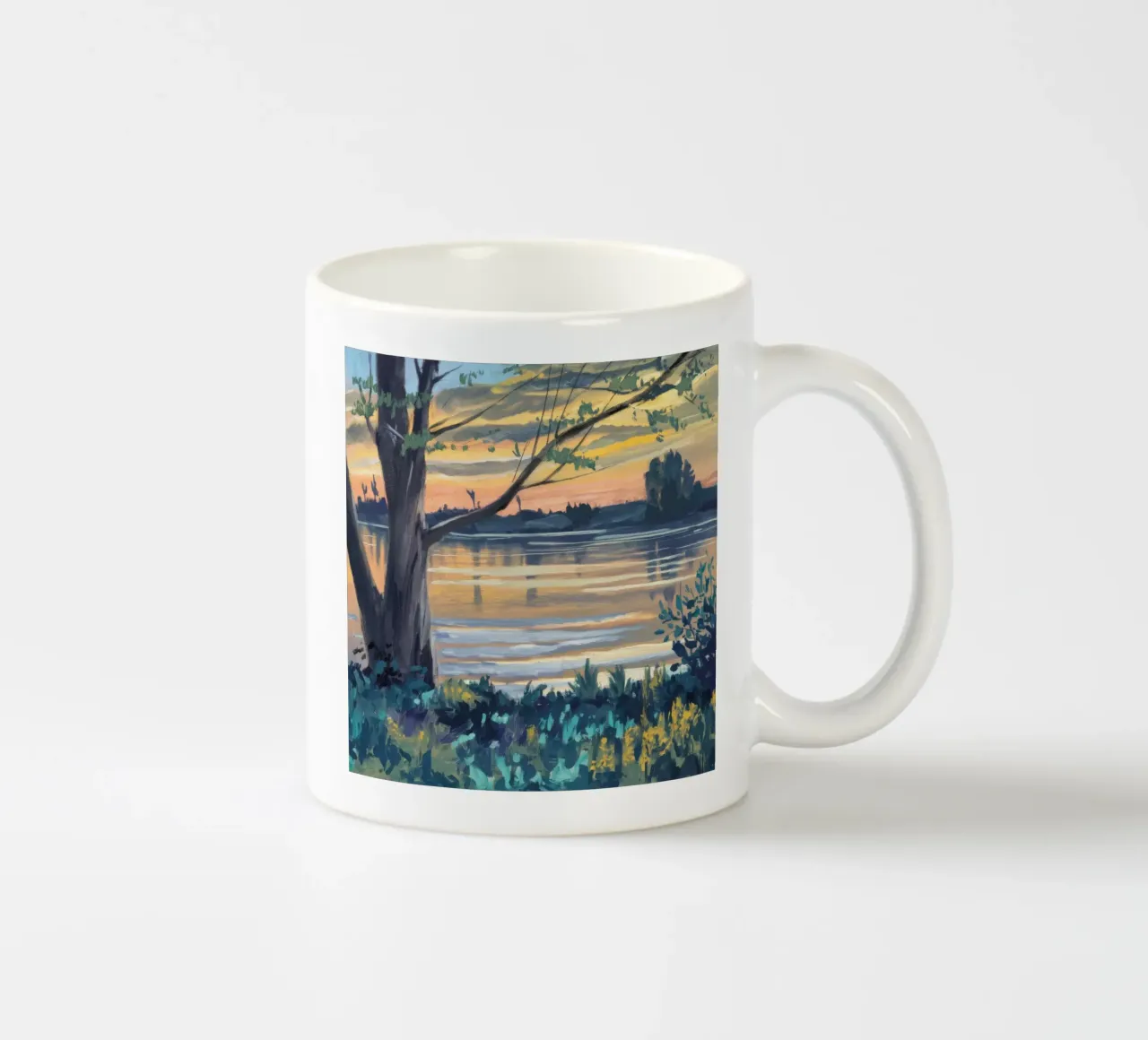 Golden Shore Watch ceramic mug by Obisidian Brush