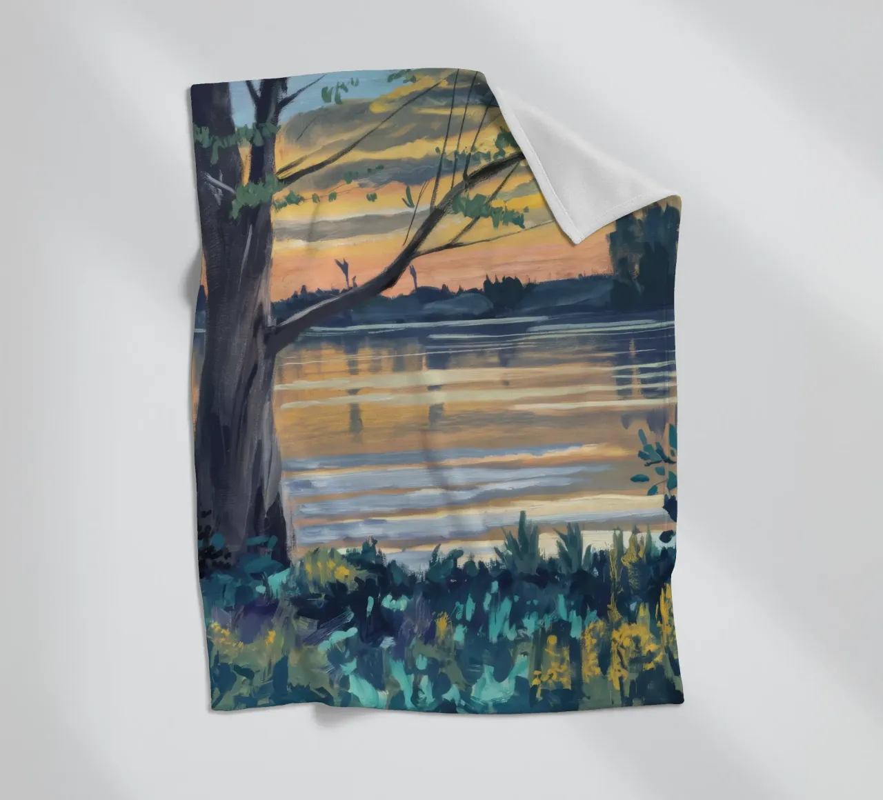 Golden Shore Watch fleece blanket by Obisidian Brush