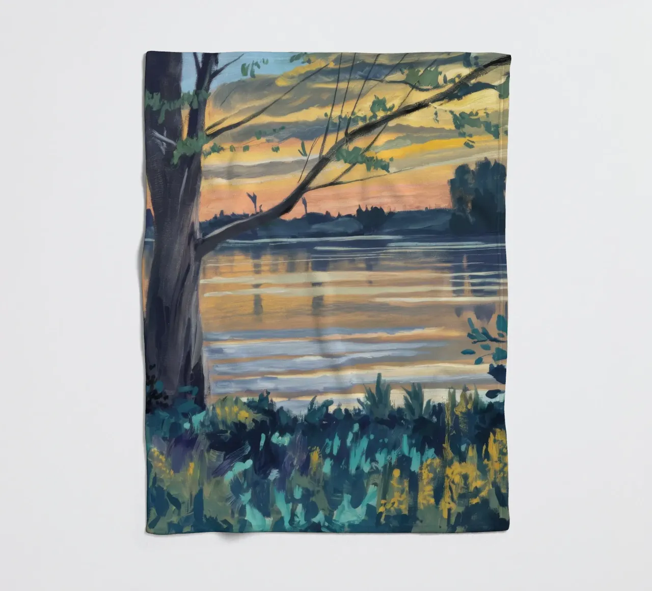 Golden Shore Watch fleece blanket by Obisidian Brush
