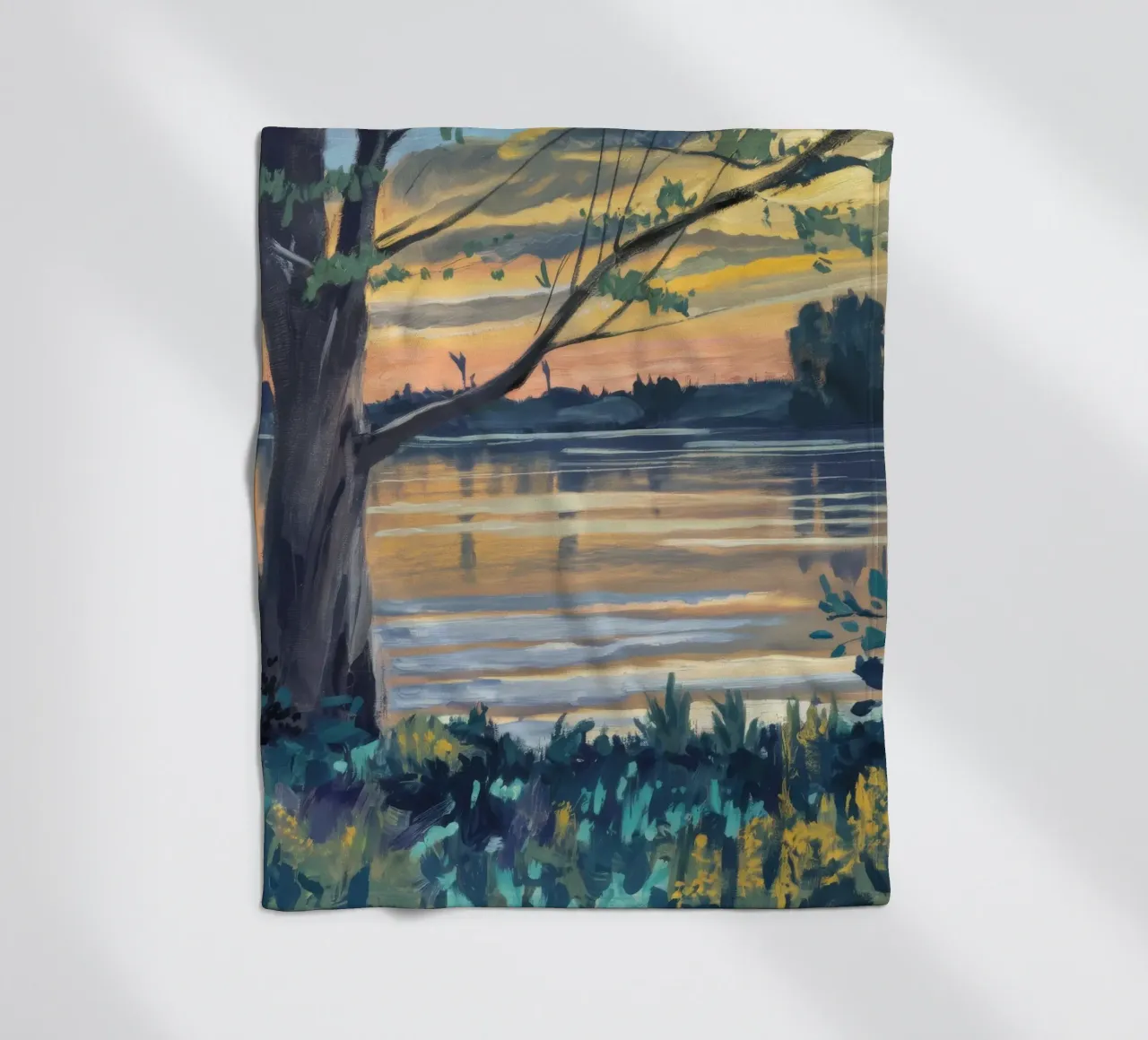 Golden Shore Watch fleece blanket by Obisidian Brush