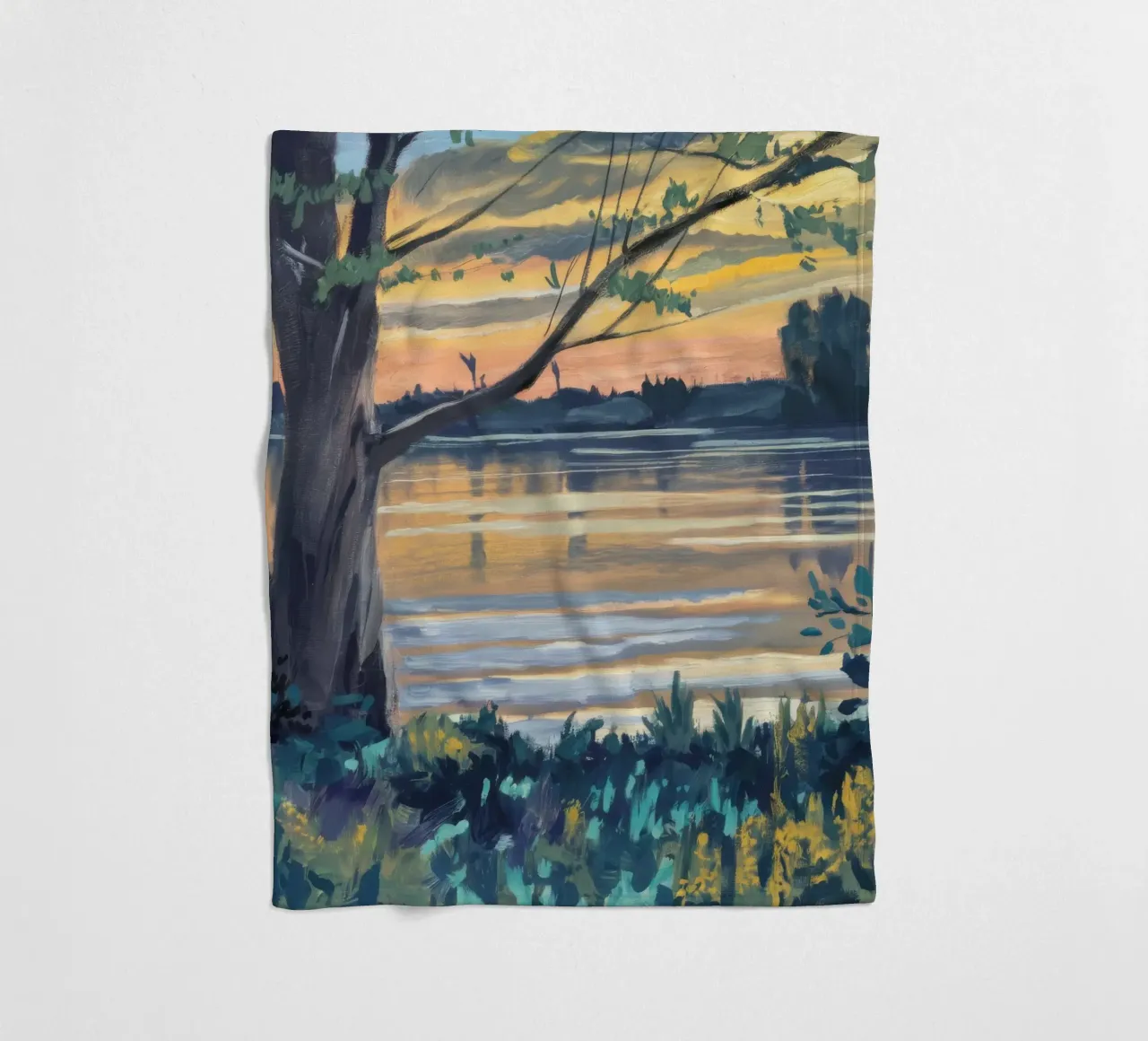 Golden Shore Watch fleece blanket by Obisidian Brush