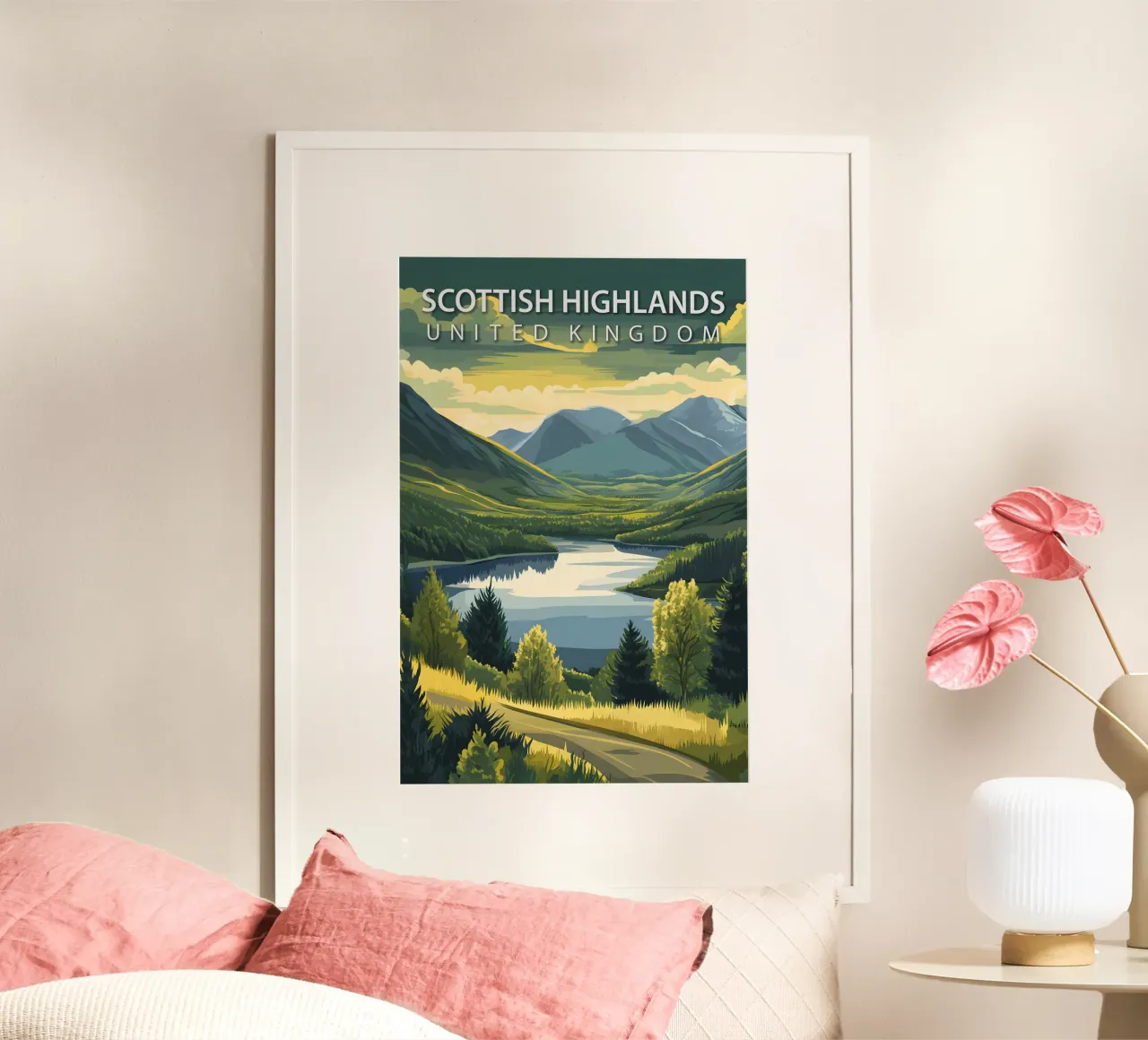 Altopiani scozzesi, Regno Unito poster con telaio in alluminio da Wanderlust Vibes