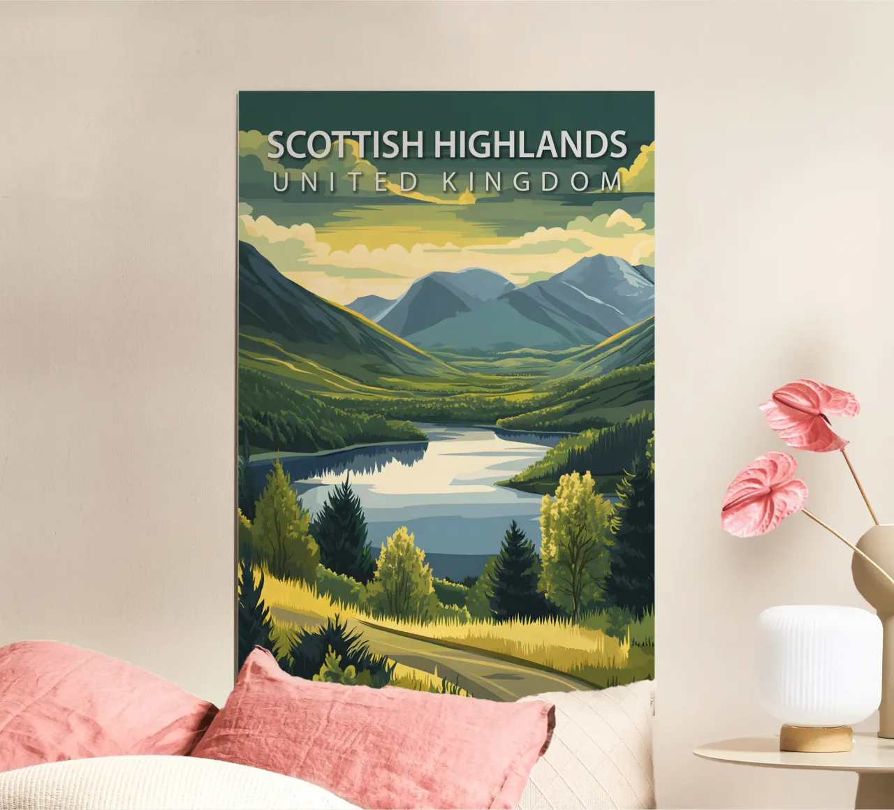 Altopiani scozzesi, Regno Unito poster con telaio in alluminio da Wanderlust Vibes