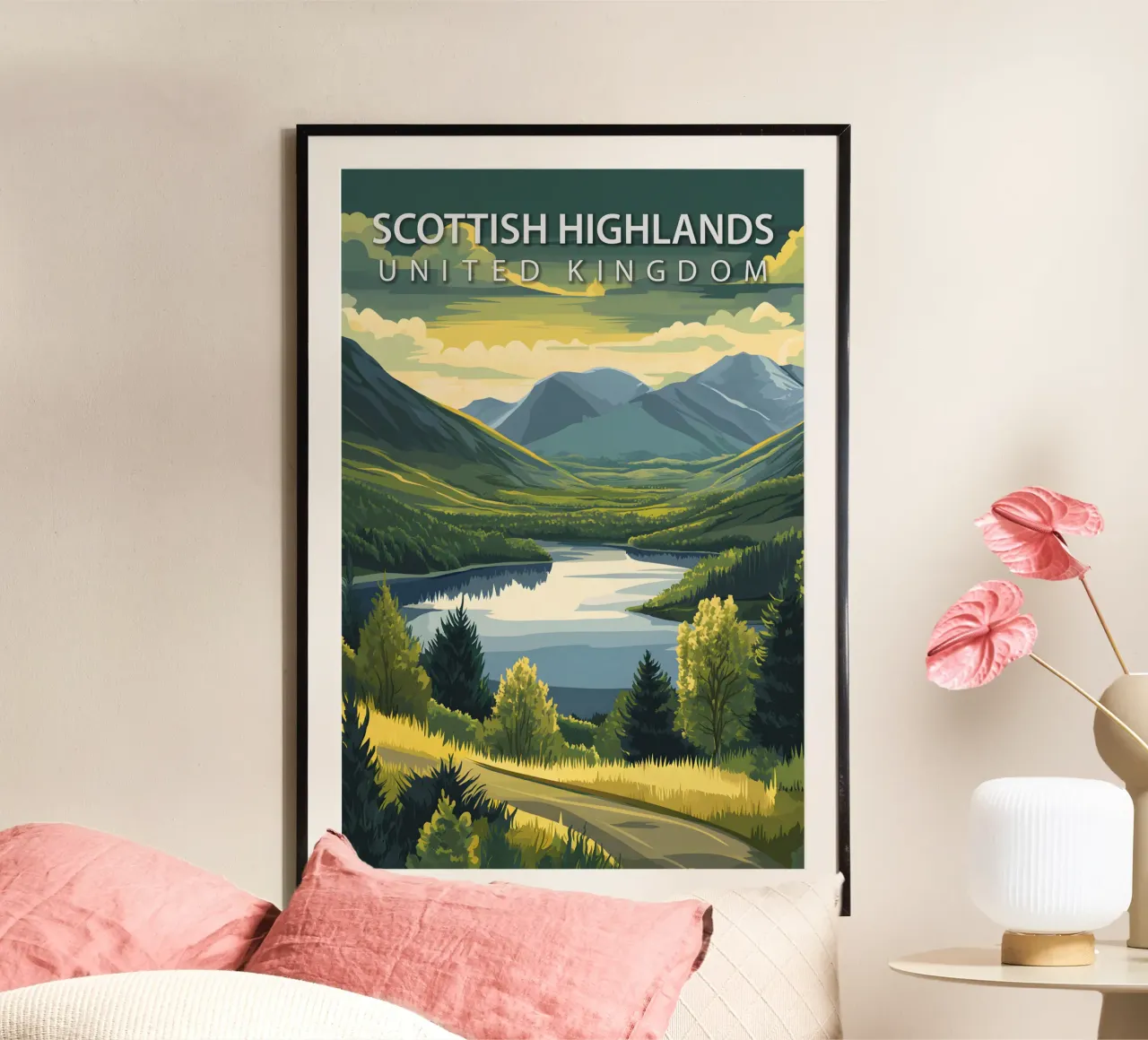 Altopiani scozzesi, Regno Unito poster con telaio in alluminio da Wanderlust Vibes