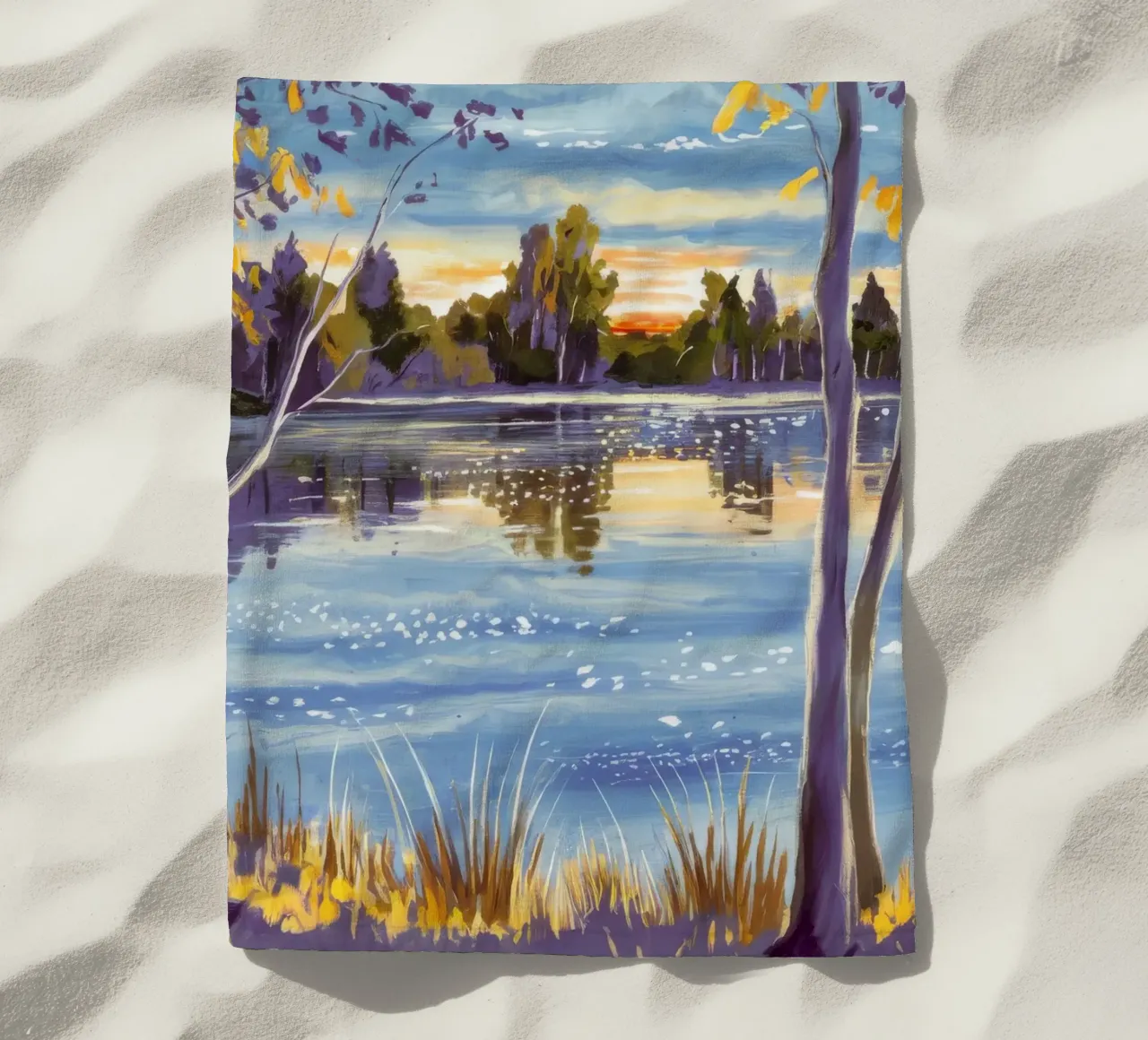 Lakeside Lavender Glow beach towel by Obisidian Brush