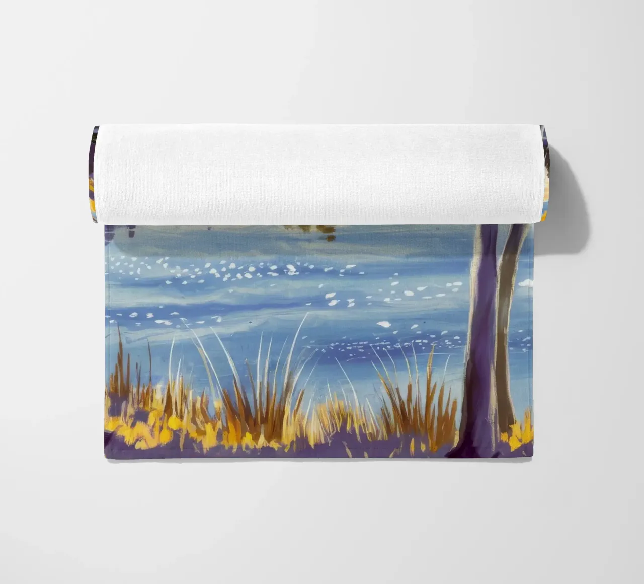 Lakeside Lavender Glow beach towel by Obisidian Brush