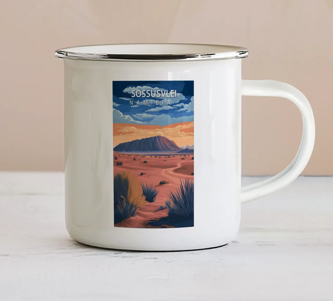 Sossusvlei, Namibia tazza in smalto da Wanderlust Vibes