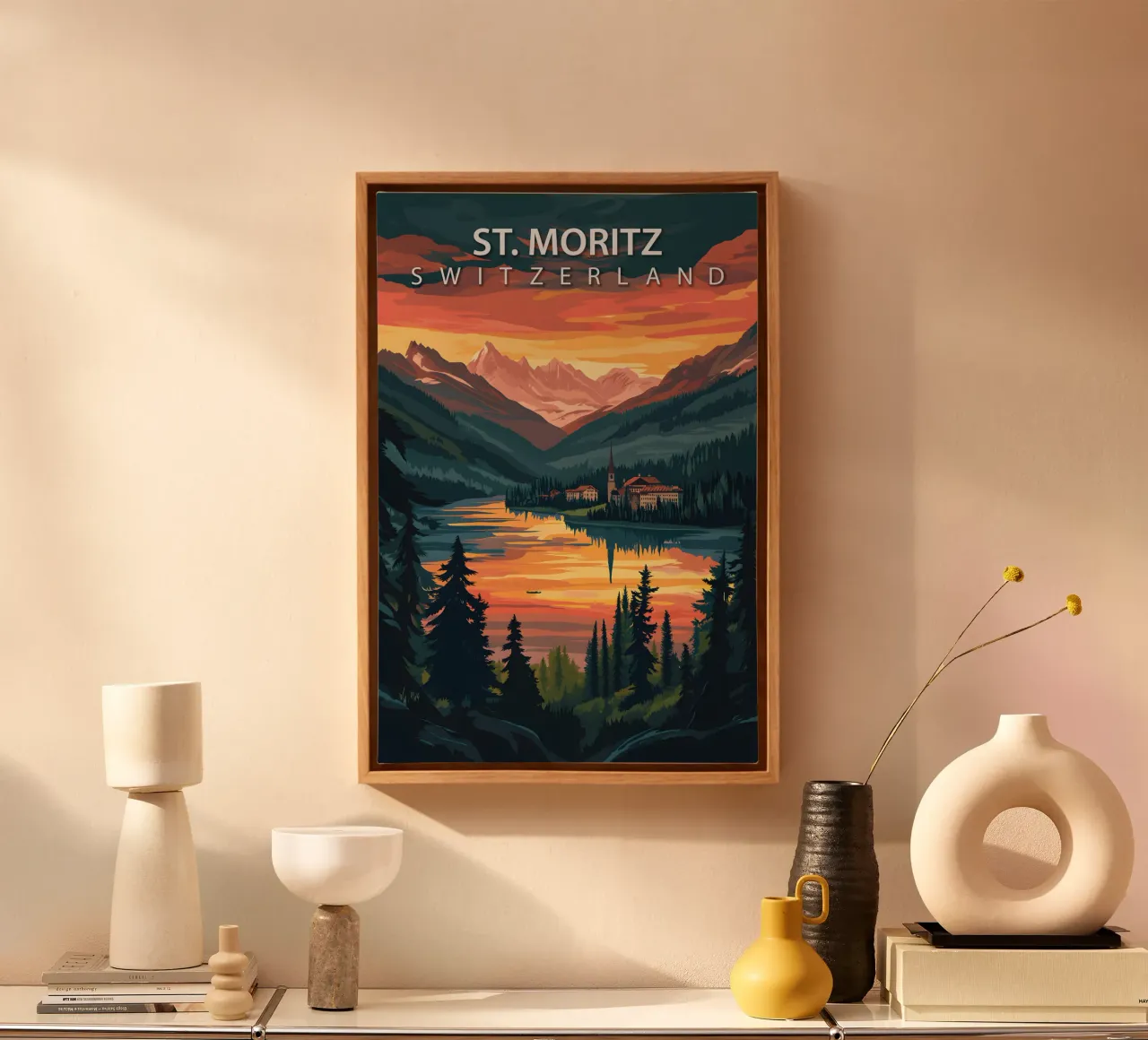 St. Moritz, Zwitserland canvas met Baklijst van Wanderlust Vibes