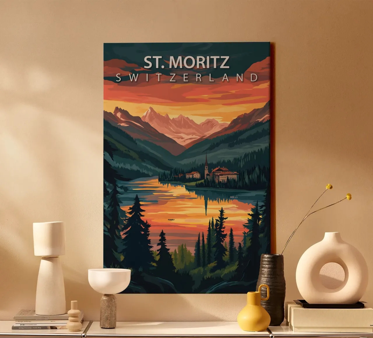St. Moritz, Zwitserland canvas met Baklijst van Wanderlust Vibes