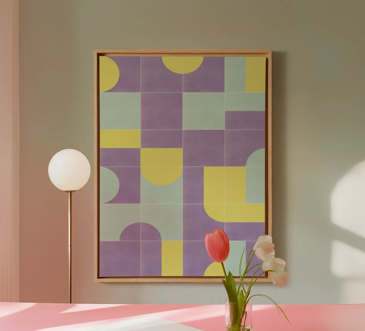 Retro Tiles 07 tela con Cornice a cassetta da designdn