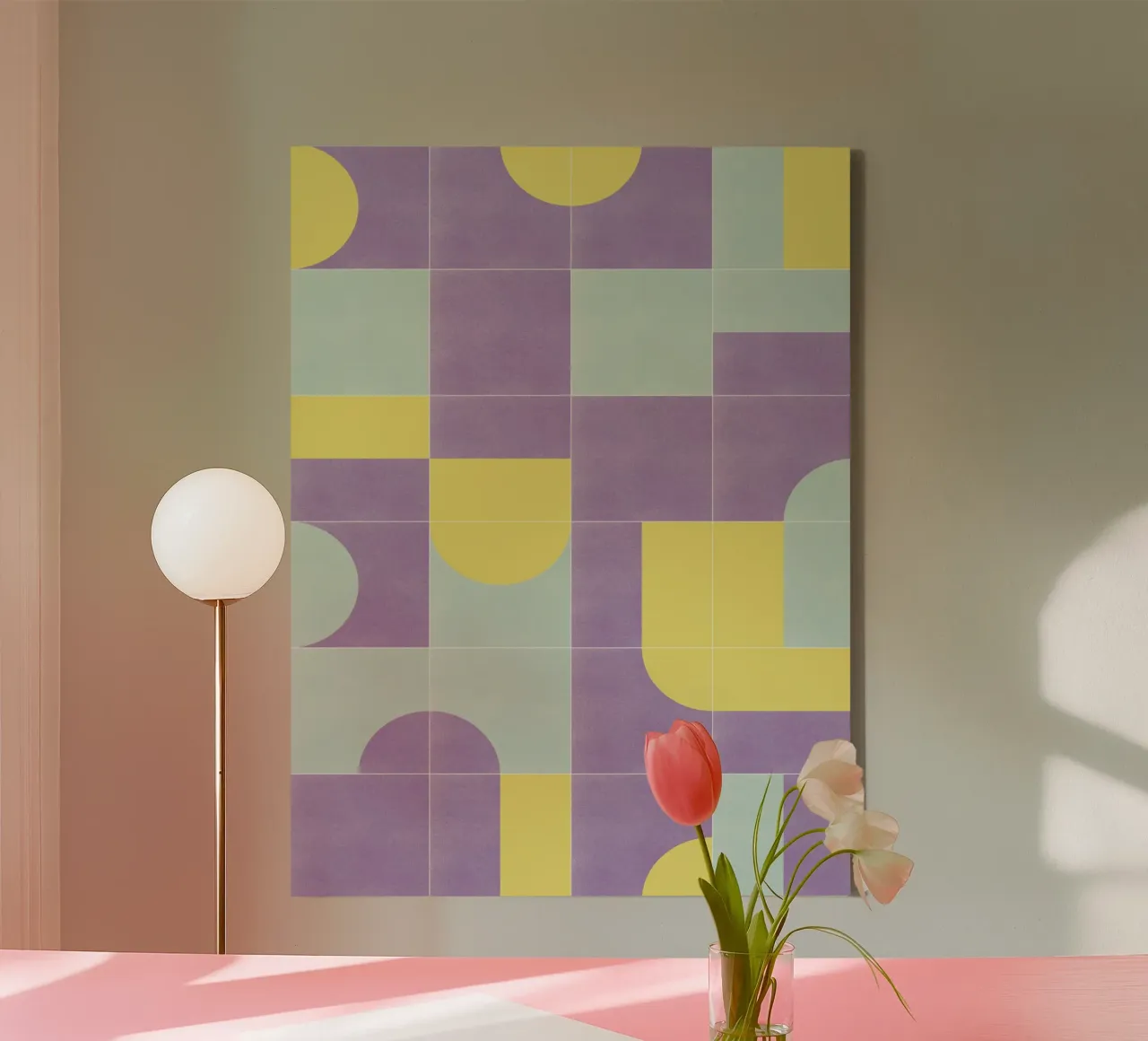 Retro Tiles 07 tela con Cornice a cassetta da designdn
