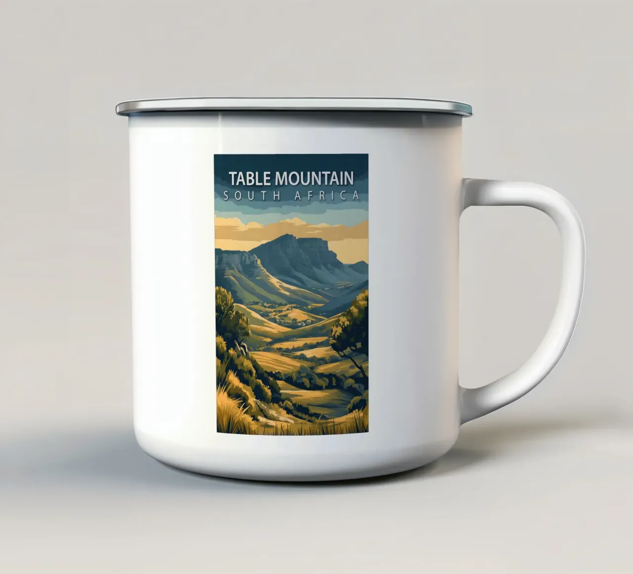 Table Mountain, Sudafrica tazza in smalto da Wanderlust Vibes