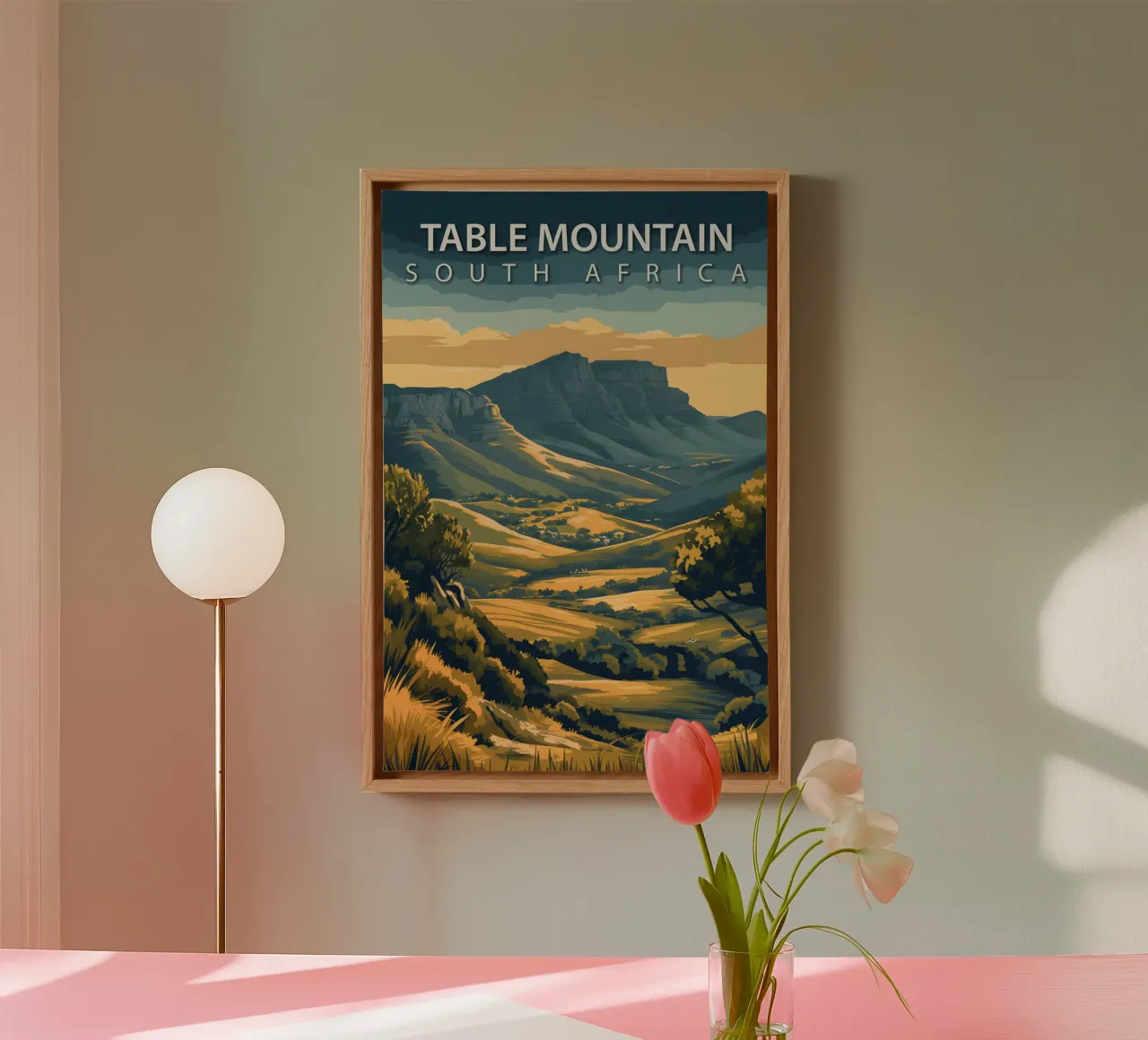 Tafelberg, Zuid-Afrika canvas met Baklijst van Wanderlust Vibes