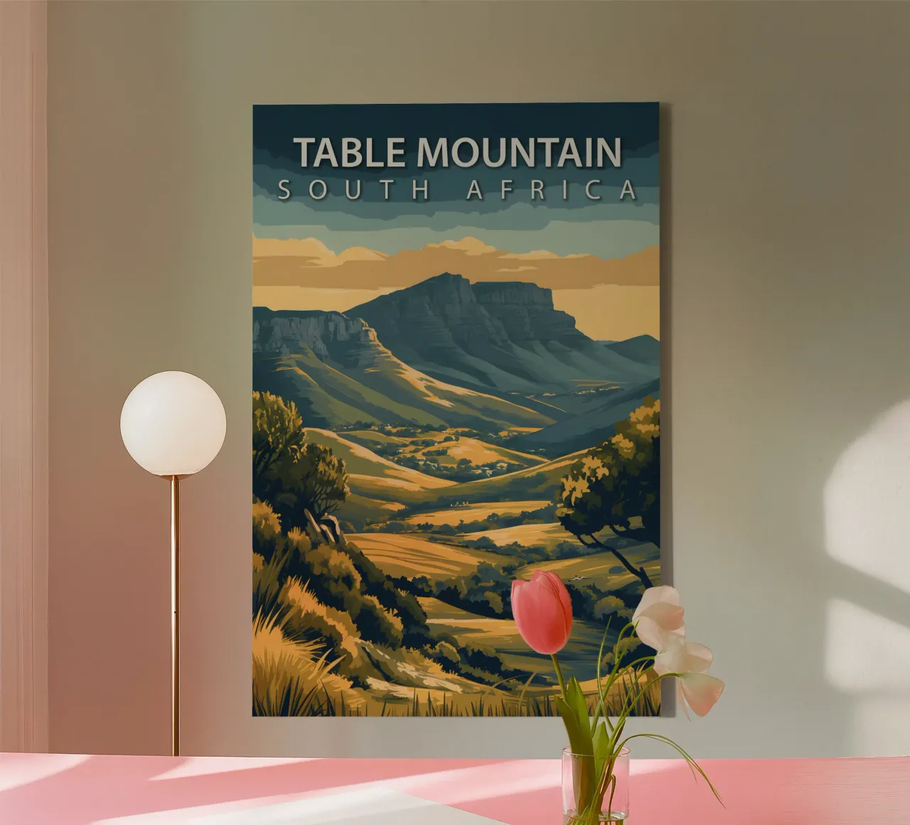 Tafelberg, Zuid-Afrika canvas met Baklijst van Wanderlust Vibes