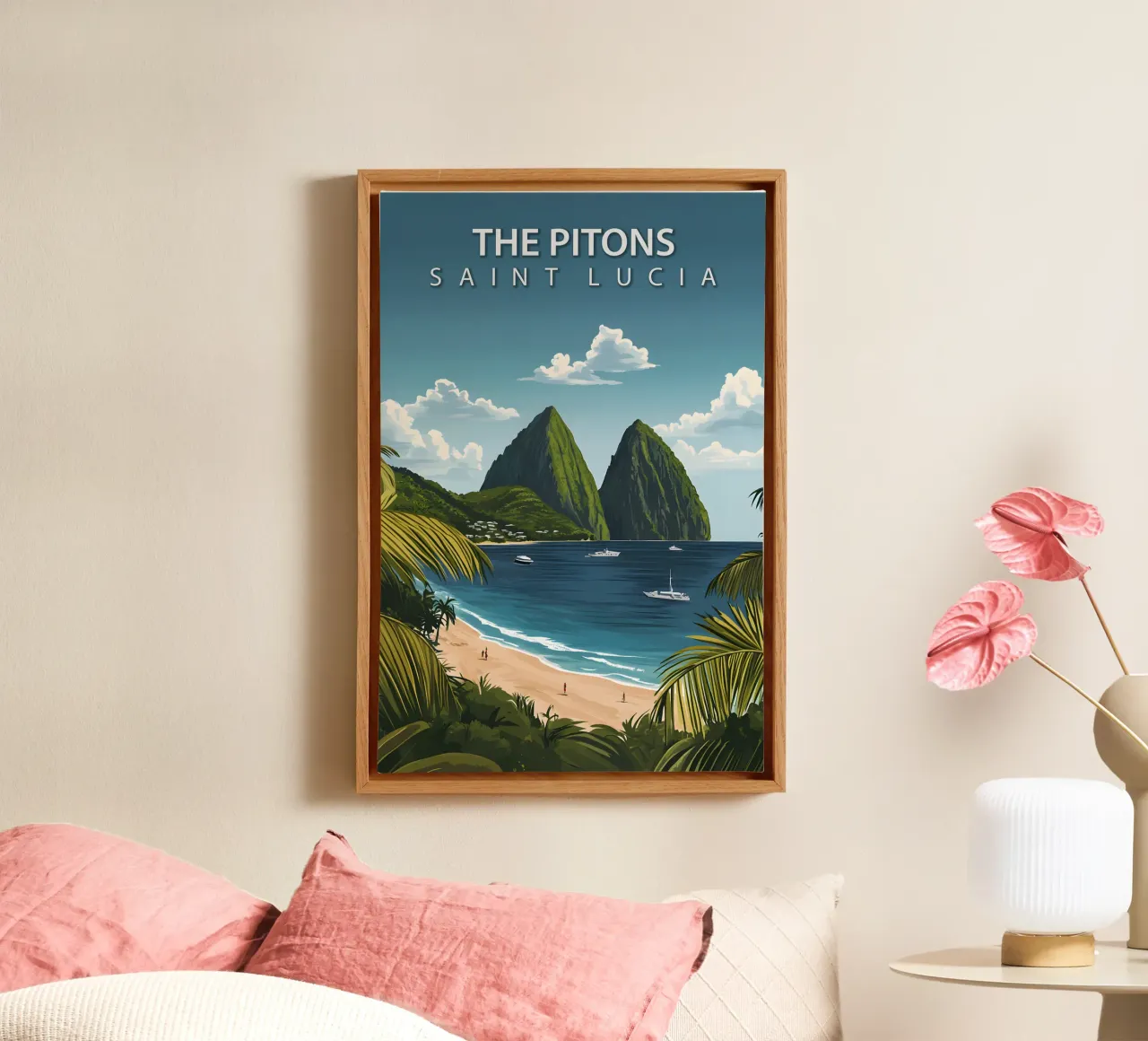 I Pitons, Santa Lucia tela con Cornice a cassetta da Wanderlust Vibes