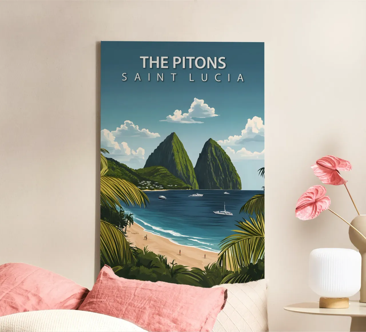 I Pitons, Santa Lucia tela con Cornice a cassetta da Wanderlust Vibes