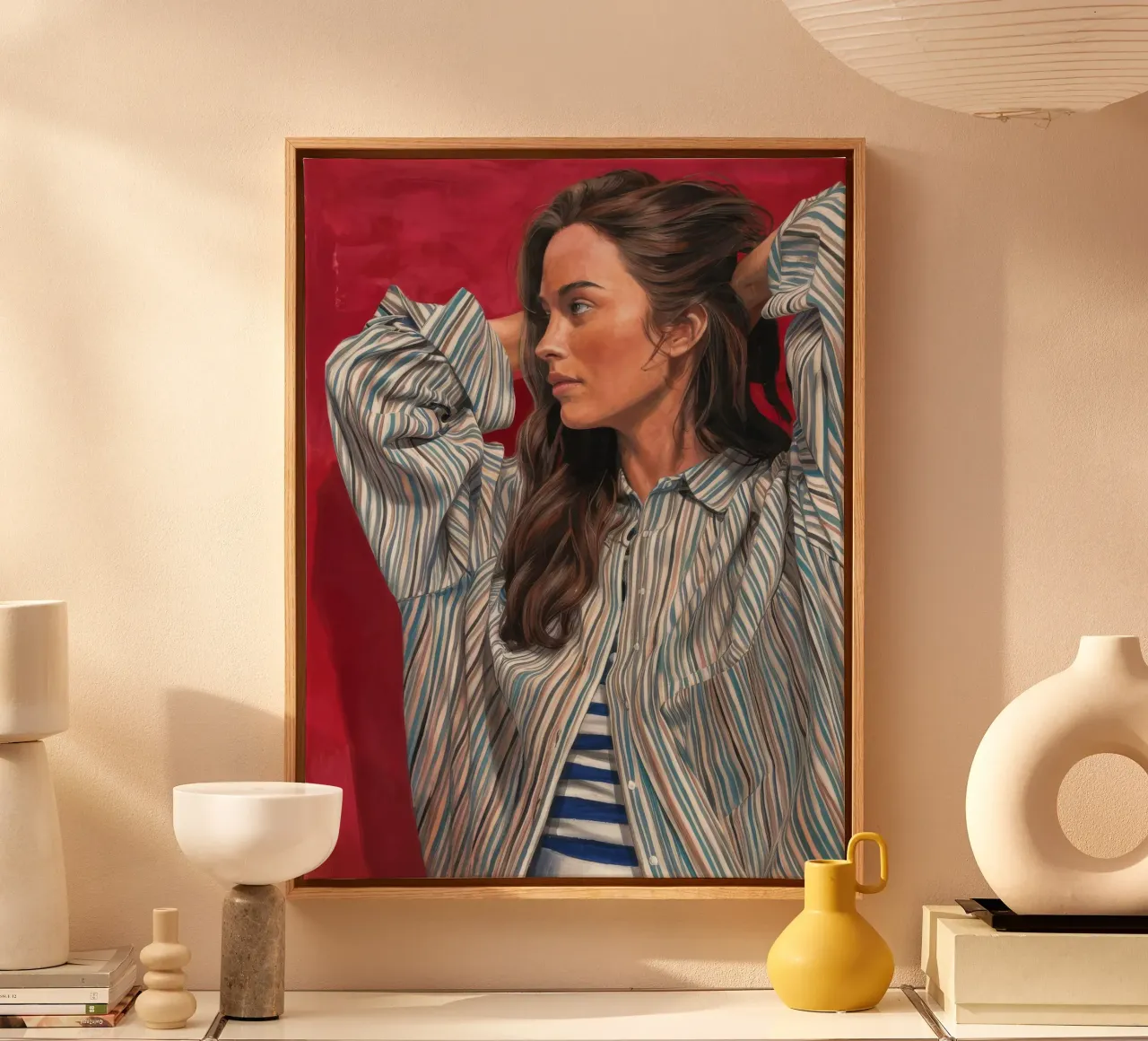 Gestreepte Wonder Houding canvas met Baklijst van Obisidian Brush