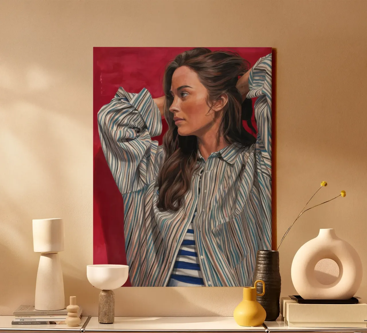Gestreepte Wonder Houding canvas met Baklijst van Obisidian Brush