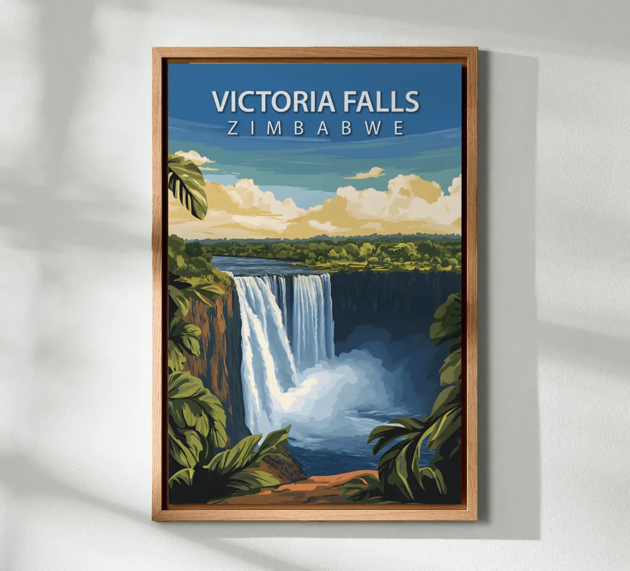 Cascate Vittoria, Zimbabwe tela con Cornice a cassetta da Wanderlust Vibes
