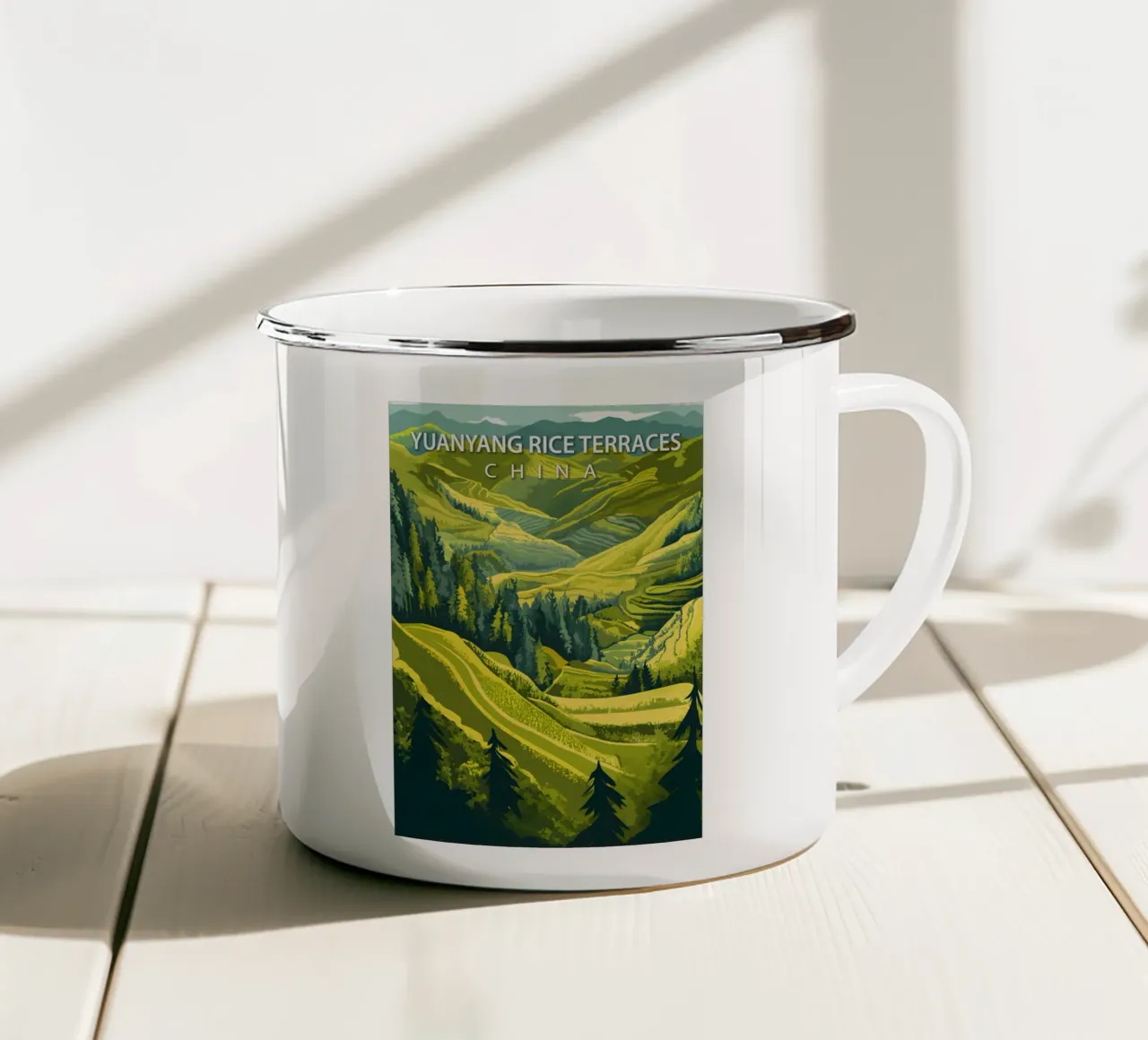 Terrazze di riso di Yuanyang, Cina tazza in smalto da Wanderlust Vibes