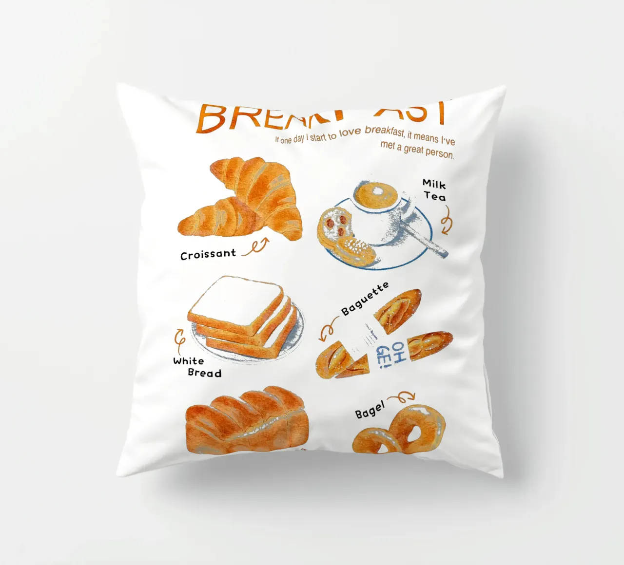 Breakfast / Morning Brunch decorative cushion by Attaboy Dsgn