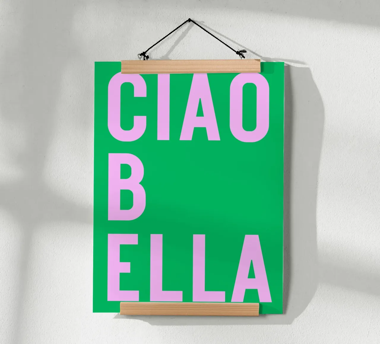 Ciao bella poster con telaio in legno da Ohkimiko