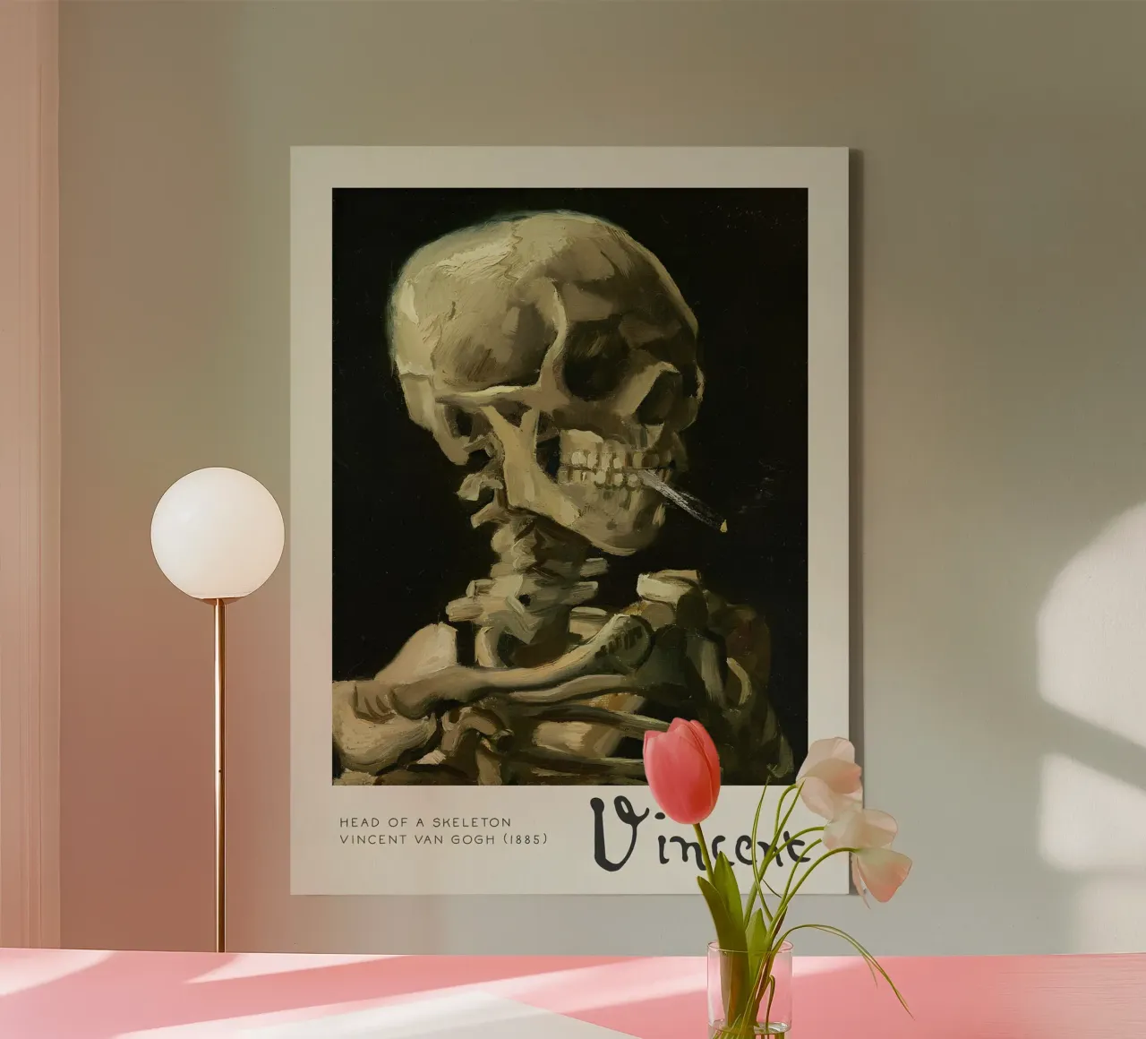 Van Gogh Skeleton with Cigarette - Macabre Art Print Trend canvas by NorwesClub