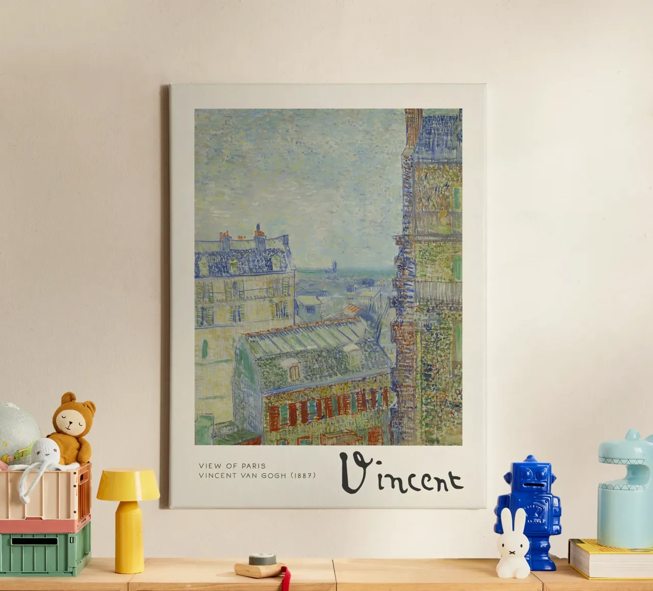 Van Gogh View of Paris - Impressionist Cityscape Art Print canvas with Floater frame by NorwesClub
