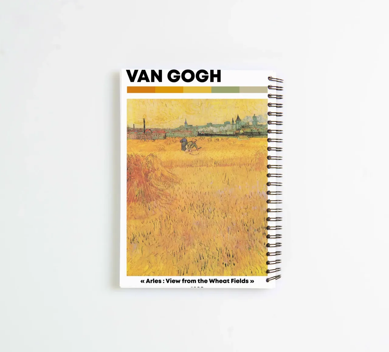 Van Gogh's Arles Wheat Fields - Post-Impressionist Golden Ha spiral notebook by NorwesClub