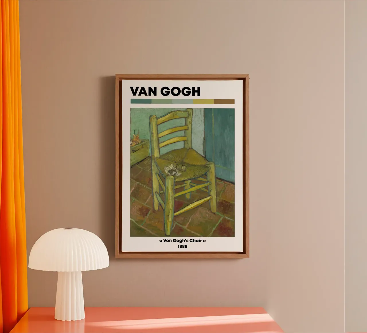 Van Goghs Stuhl - Post-impressionistisches Stillleben Heimtextilien Leinwand mit Schattenfugenrahmen von NorwesClub
