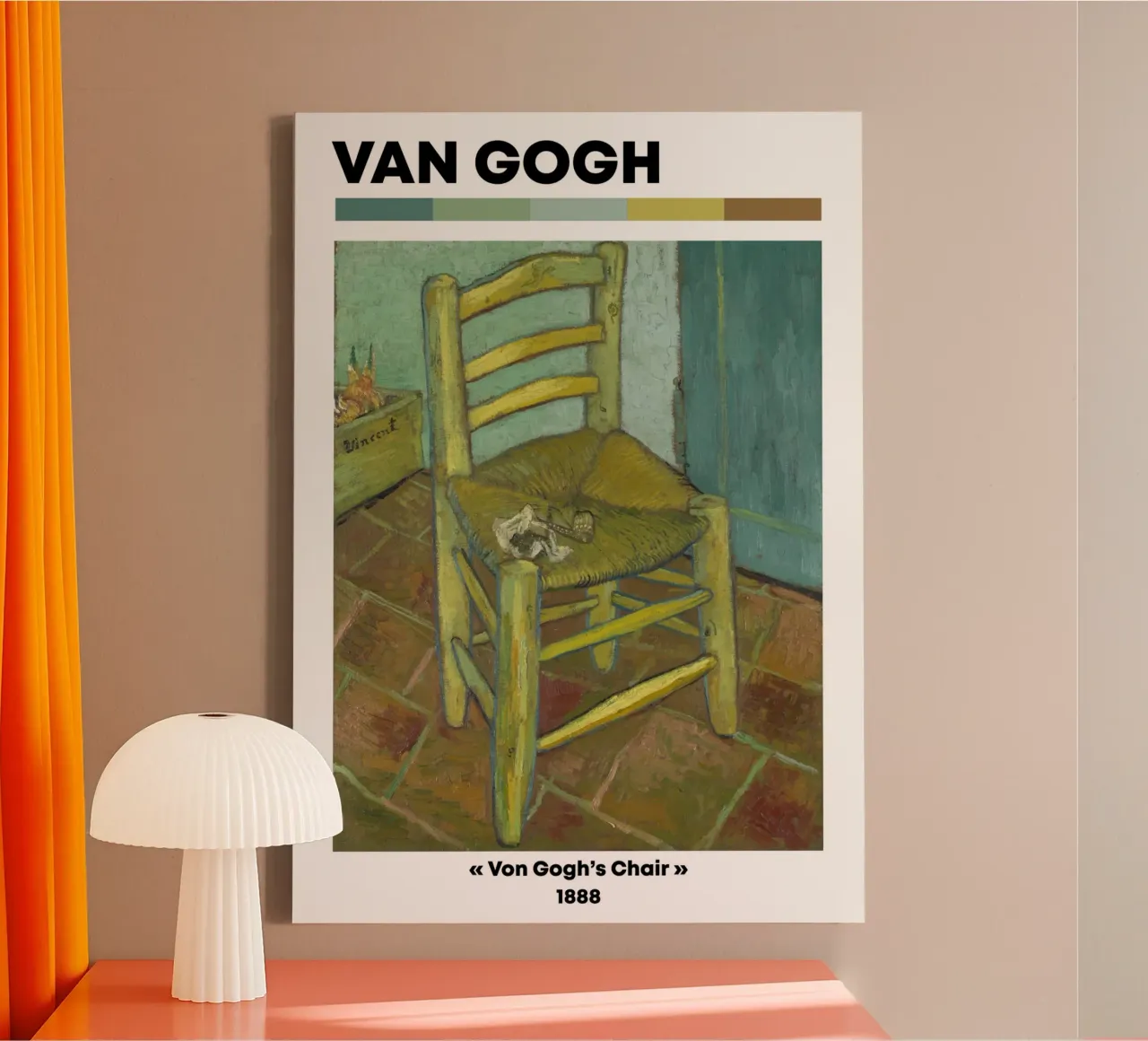 Van Goghs Stuhl - Post-impressionistisches Stillleben Heimtextilien Leinwand mit Schattenfugenrahmen von NorwesClub