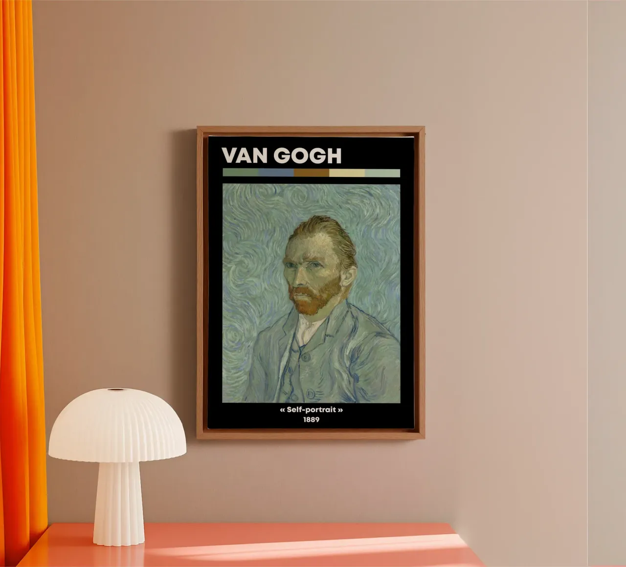 Van Gogh Zelfportret - Post-Impressionistisch Wervelend Canvas canvas met Baklijst van NorwesClub