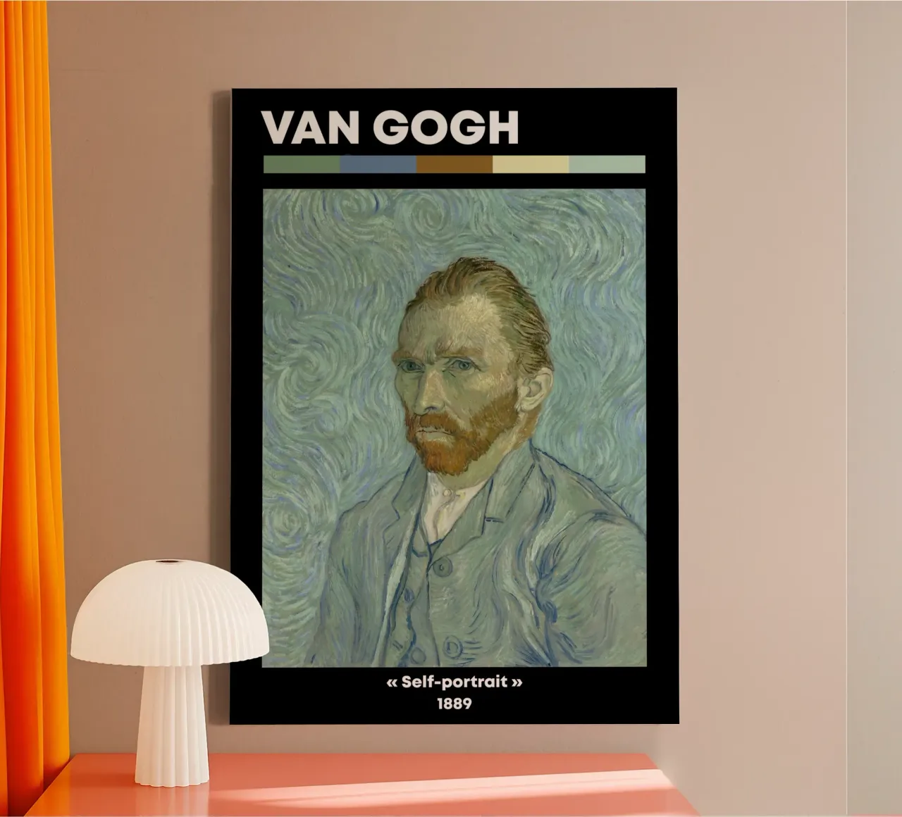 Van Gogh Zelfportret - Post-Impressionistisch Wervelend Canvas canvas met Baklijst van NorwesClub