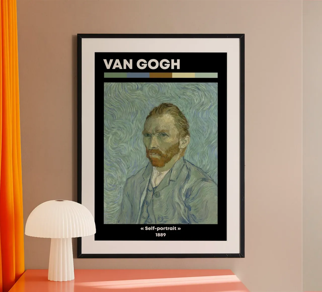 Van Gogh Self-Portrait - Post-Impressionist Swirling Canvas poster with wooden frame by NorwesClub