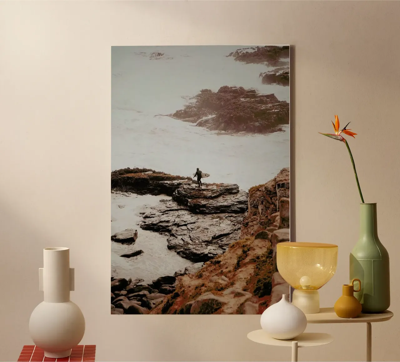 Brave Surfer canvas met Baklijst van METROPOLIS