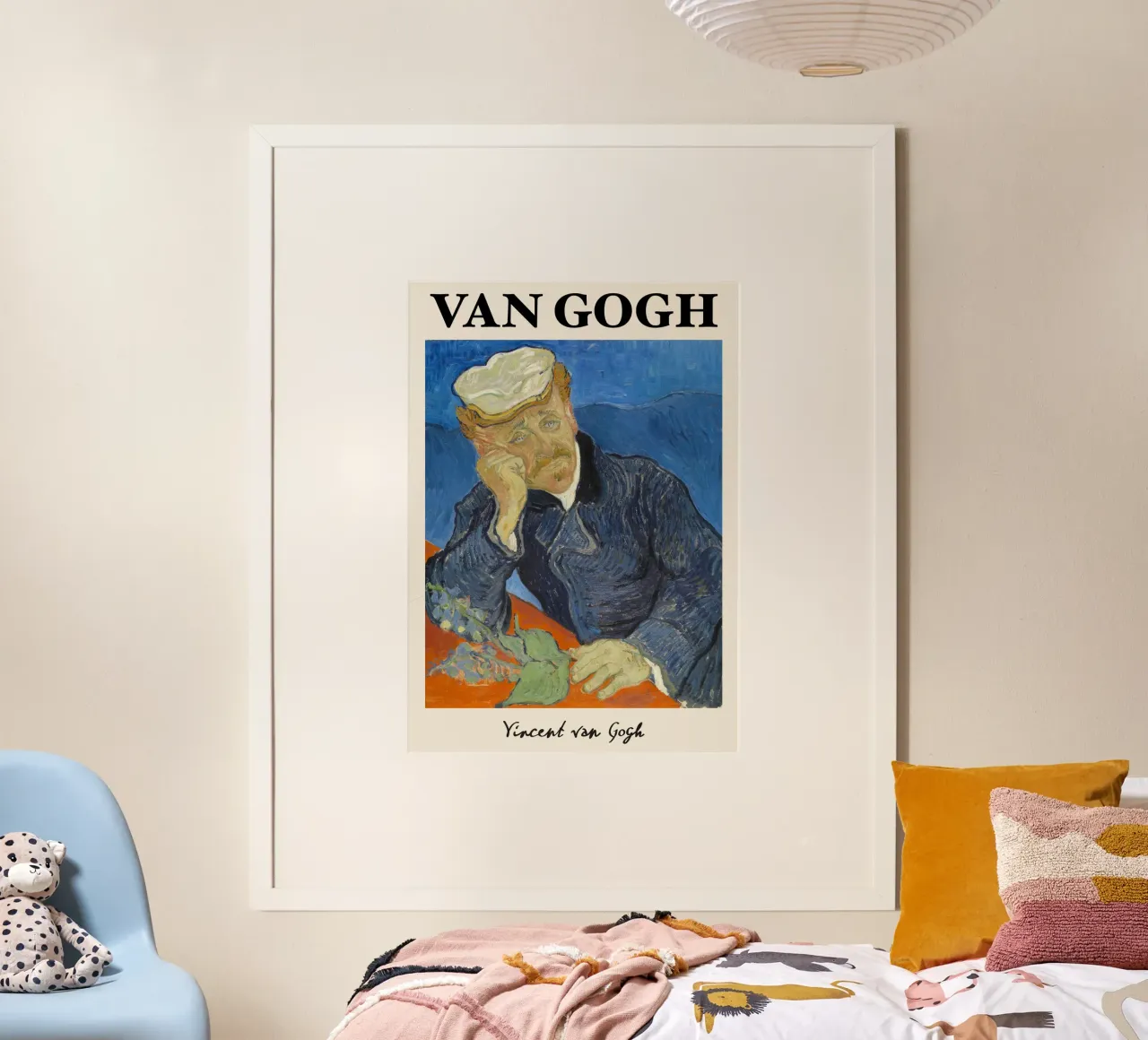 Il dottor Gachet di Van Gogh - Ritratto post-impressionista di Melan poster con telaio in legno da NorwesClub