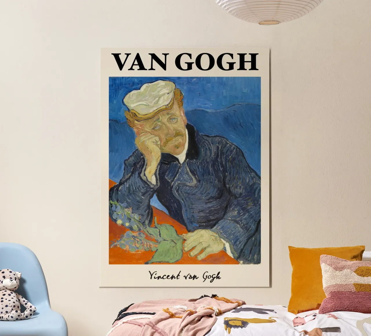 Il dottor Gachet di Van Gogh - Ritratto post-impressionista di Melan poster con telaio in legno da NorwesClub